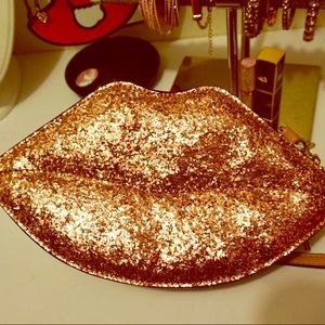 Aldo Pink/Rose Gold glitter purse/clutch